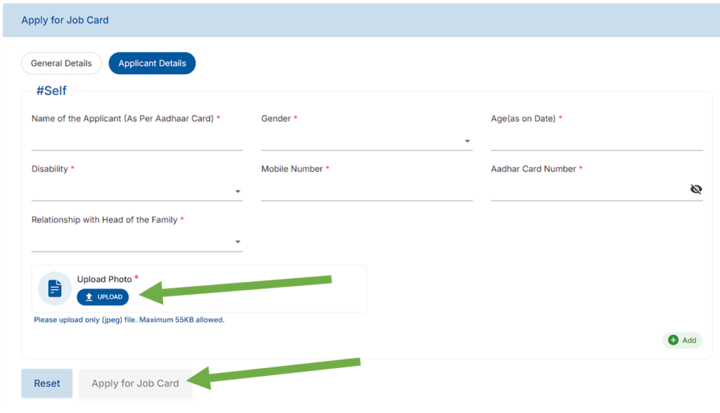 nrega job card Application details